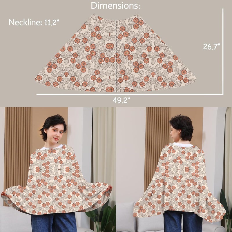 SEJOY Multi-use Nursing Cover for Breastfeeding, 360°Full Coverage Nursing Poncho, Rayon Soft & Breathable Breastfeeding Cover up (Smooth Rayon, Floral Leaf) - Image 4